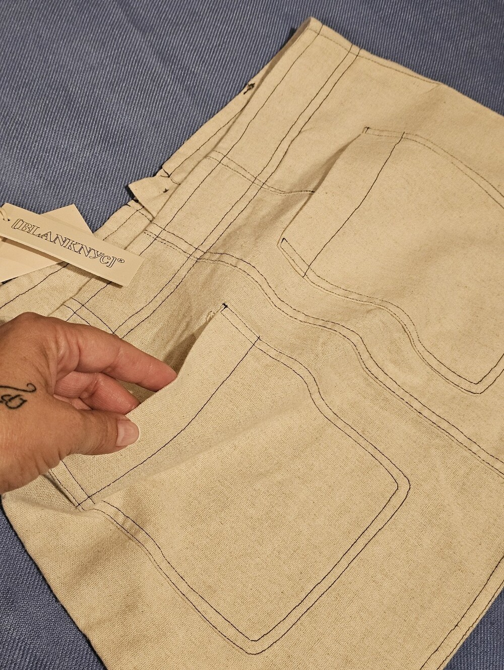 Cream Color Stitched Mini Skirt By Blank NYC - Picture 5 of 9